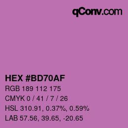 颜色代码: HEX #BD70AF | qconv.com