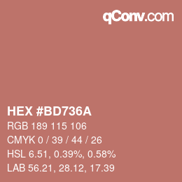Color code: HEX #BD736A | qconv.com