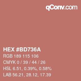 Color code: HEX #BD736A | qconv.com