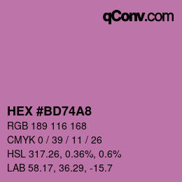 Color code: HEX #BD74A8 | qconv.com