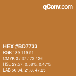 カラーコード: HEX #BD7733 | qconv.com