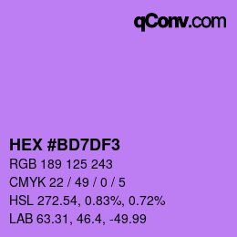 Color code: HEX #BD7DF3 | qconv.com