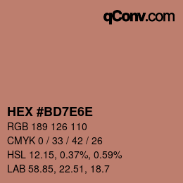 Color code: HEX #BD7E6E | qconv.com