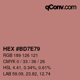 カラーコード: HEX #BD7E79 | qconv.com