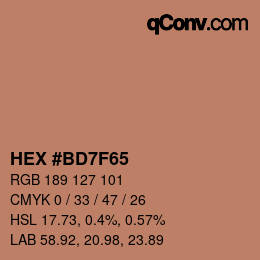 Color code: HEX #BD7F65 | qconv.com
