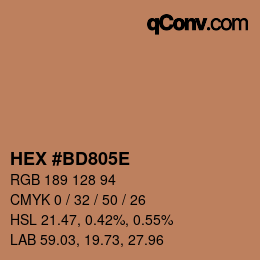 Color code: HEX #BD805E | qconv.com