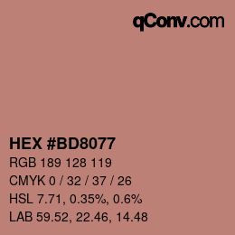 Color code: HEX #BD8077 | qconv.com