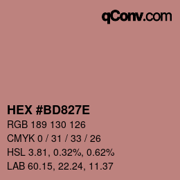 Color code: HEX #BD827E | qconv.com
