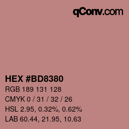 カラーコード: HEX #BD8380 | qconv.com