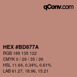 Farbcode: HEX #BD877A | qconv.com
