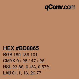 Color code: HEX #BD8865 | qconv.com