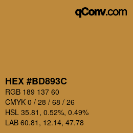 Color code: HEX #BD893C | qconv.com