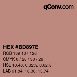 Color code: HEX #BD897E | qconv.com