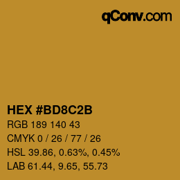 Color code: HEX #BD8C2B | qconv.com