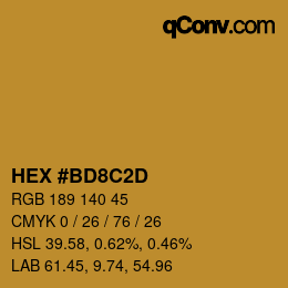 Color code: HEX #BD8C2D | qconv.com