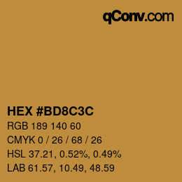 カラーコード: HEX #BD8C3C | qconv.com