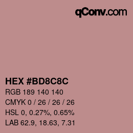 Color code: HEX #BD8C8C | qconv.com