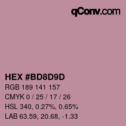 Color code: HEX #BD8D9D | qconv.com