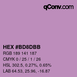 Color code: HEX #BD8DBB | qconv.com