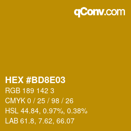 カラーコード: HEX #BD8E03 | qconv.com