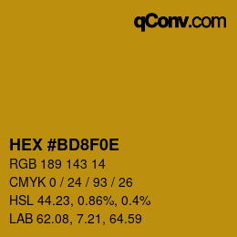 Color code: HEX #BD8F0E | qconv.com