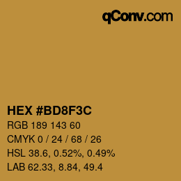 Color code: HEX #BD8F3C | qconv.com