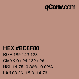 Color code: HEX #BD8F80 | qconv.com