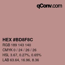 Color code: HEX #BD8F8C | qconv.com