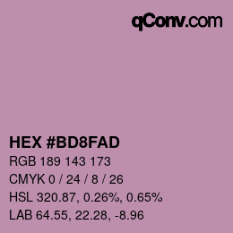 Farbcode: HEX #BD8FAD | qconv.com