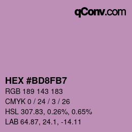 颜色代码: HEX #BD8FB7 | qconv.com