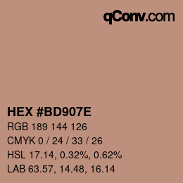 Color code: HEX #BD907E | qconv.com