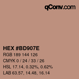 Color code: HEX #BD907E | qconv.com