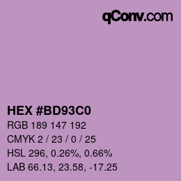 Color code: HEX #BD93C0 | qconv.com