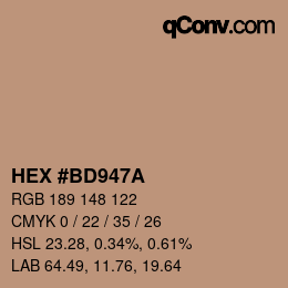 Code couleur: HEX #BD947A | qconv.com
