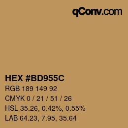 颜色代码: HEX #BD955C | qconv.com