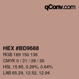 Color code: HEX #BD9688 | qconv.com