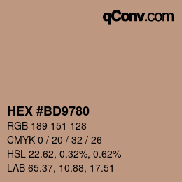 Color code: HEX #BD9780 | qconv.com