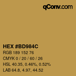 Farbcode: HEX #BD984C | qconv.com