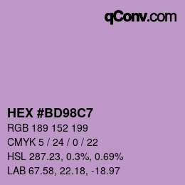 Color code: HEX #BD98C7 | qconv.com