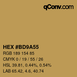 カラーコード: HEX #BD9A55 | qconv.com