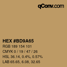 Color code: HEX #BD9A65 | qconv.com