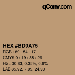 Color code: HEX #BD9A75 | qconv.com