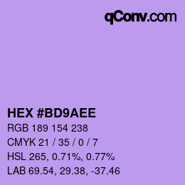 颜色代码: HEX #BD9AEE | qconv.com