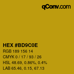 Color code: HEX #BD9C0E | qconv.com