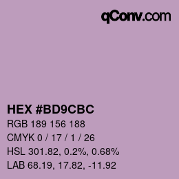 Color code: HEX #BD9CBC | qconv.com