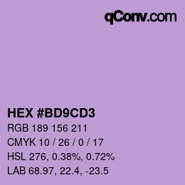 Color code: HEX #BD9CD3 | qconv.com