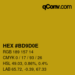 カラーコード: HEX #BD9D0E | qconv.com