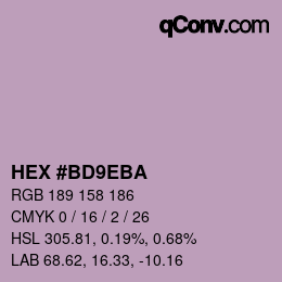 カラーコード: HEX #BD9EBA | qconv.com