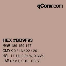 Código de color: HEX #BD9F93 | qconv.com