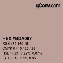 Código de color: HEX #BDA097 | qconv.com